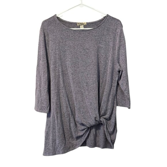 One world women’s sweater solid wide neck size Large Lightweight 3/4 Sleeve Gray - Picture 1 of 11